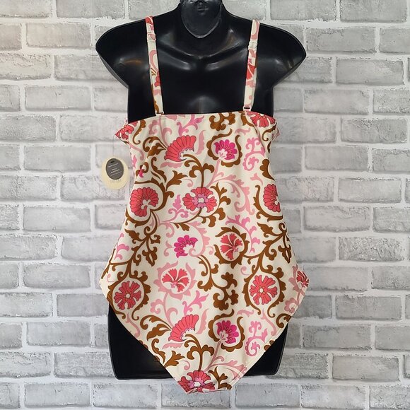 Downeast Cape Elizabeth Paisley One Piece Swimsuit L Modest NEW Soft Cup - Picture 2 of 7